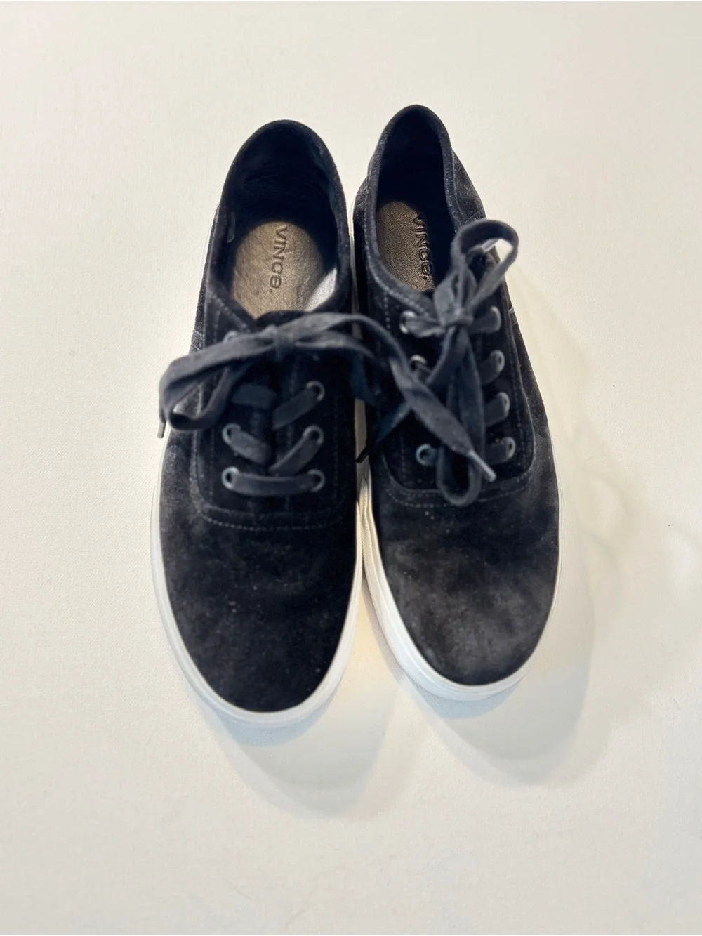 Vince Copley Black Suede Platform Lace-Up Sneakers Size 9